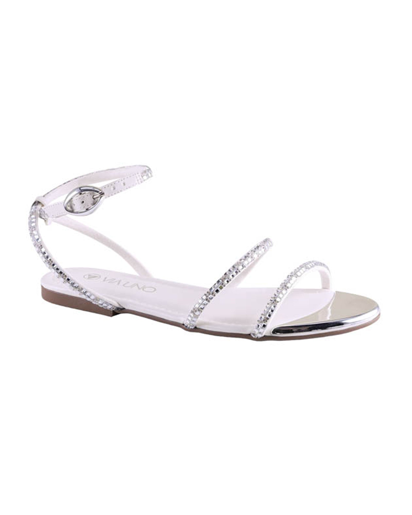 Sandalia Flat 1005001 Tira Prata