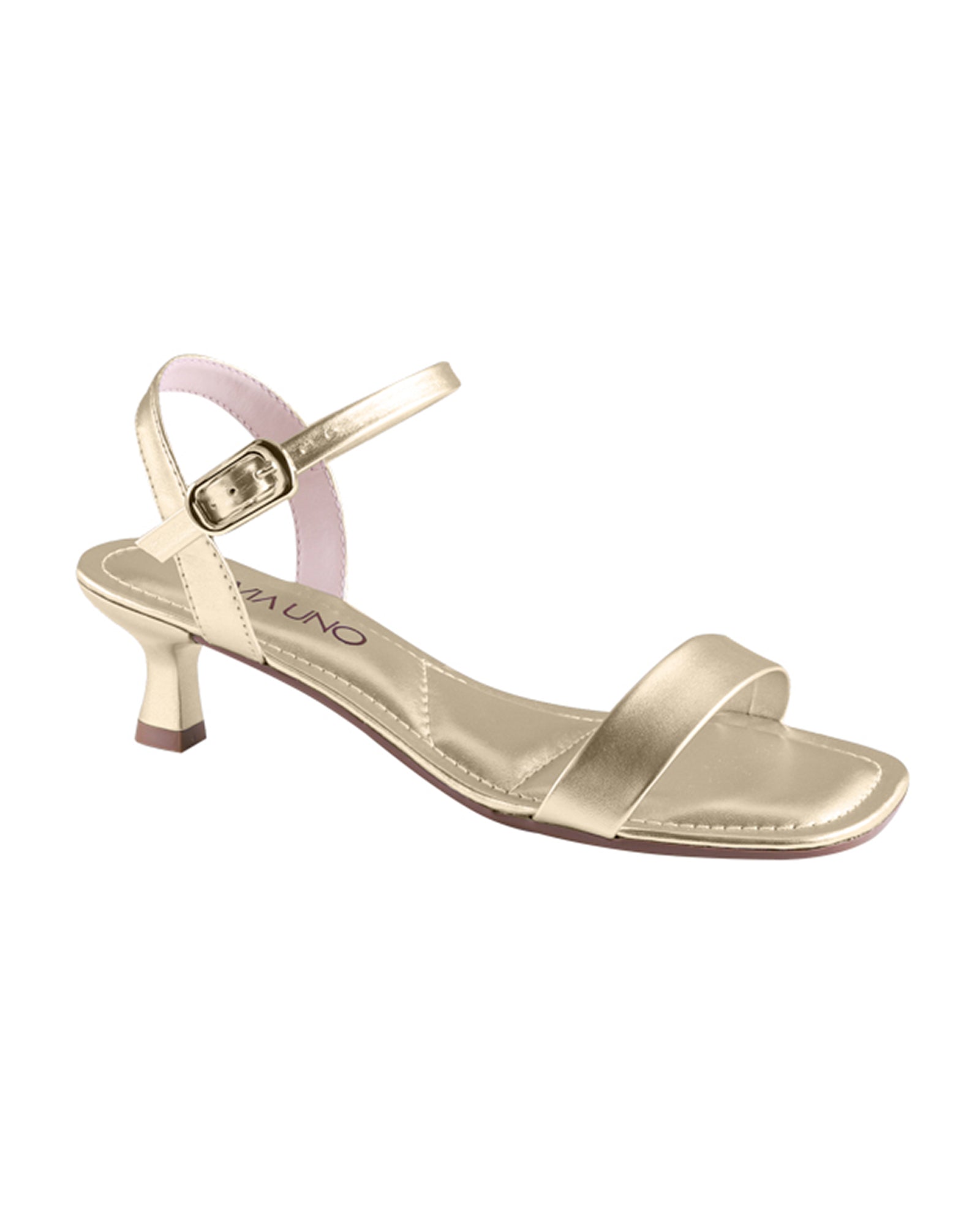 Sandalia Salto Baixo 1025008 Metalizado Ouro Light