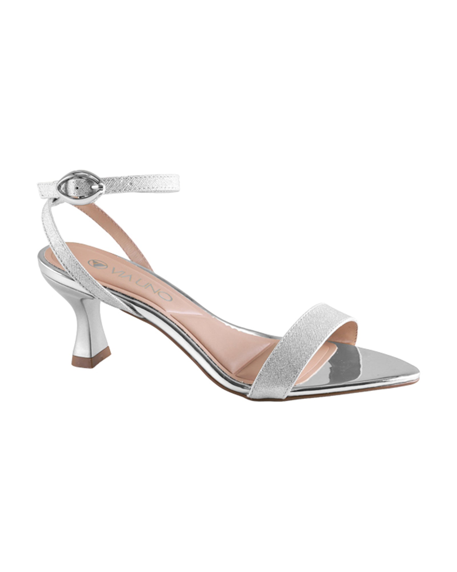 Sandalia Salto Medio 1027009 Glitter Prata