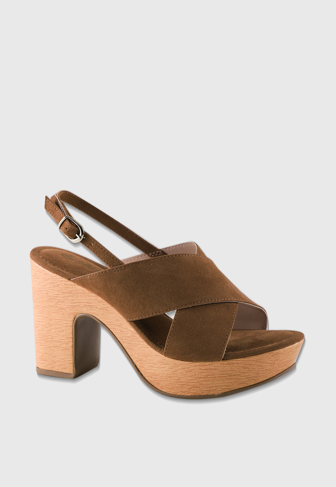 Sandalia Salto Alto 381050 Camurça Caramelo