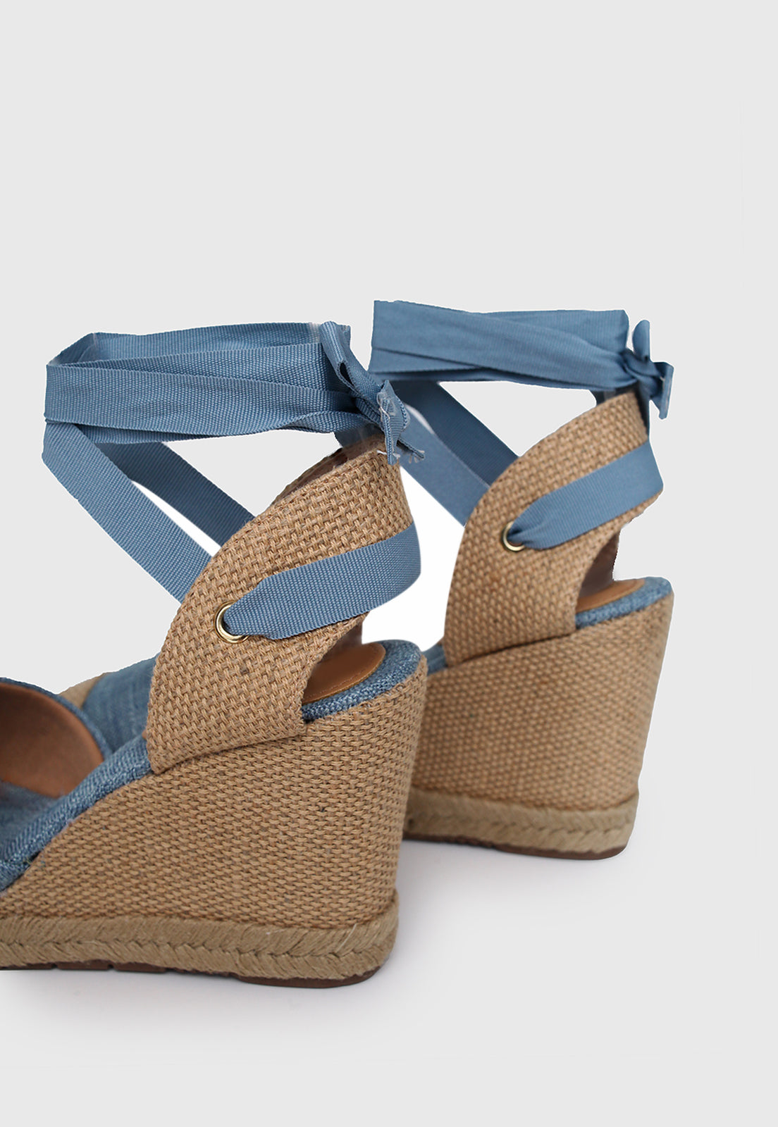 Sandalia Anabela 421006 Linho Jeans