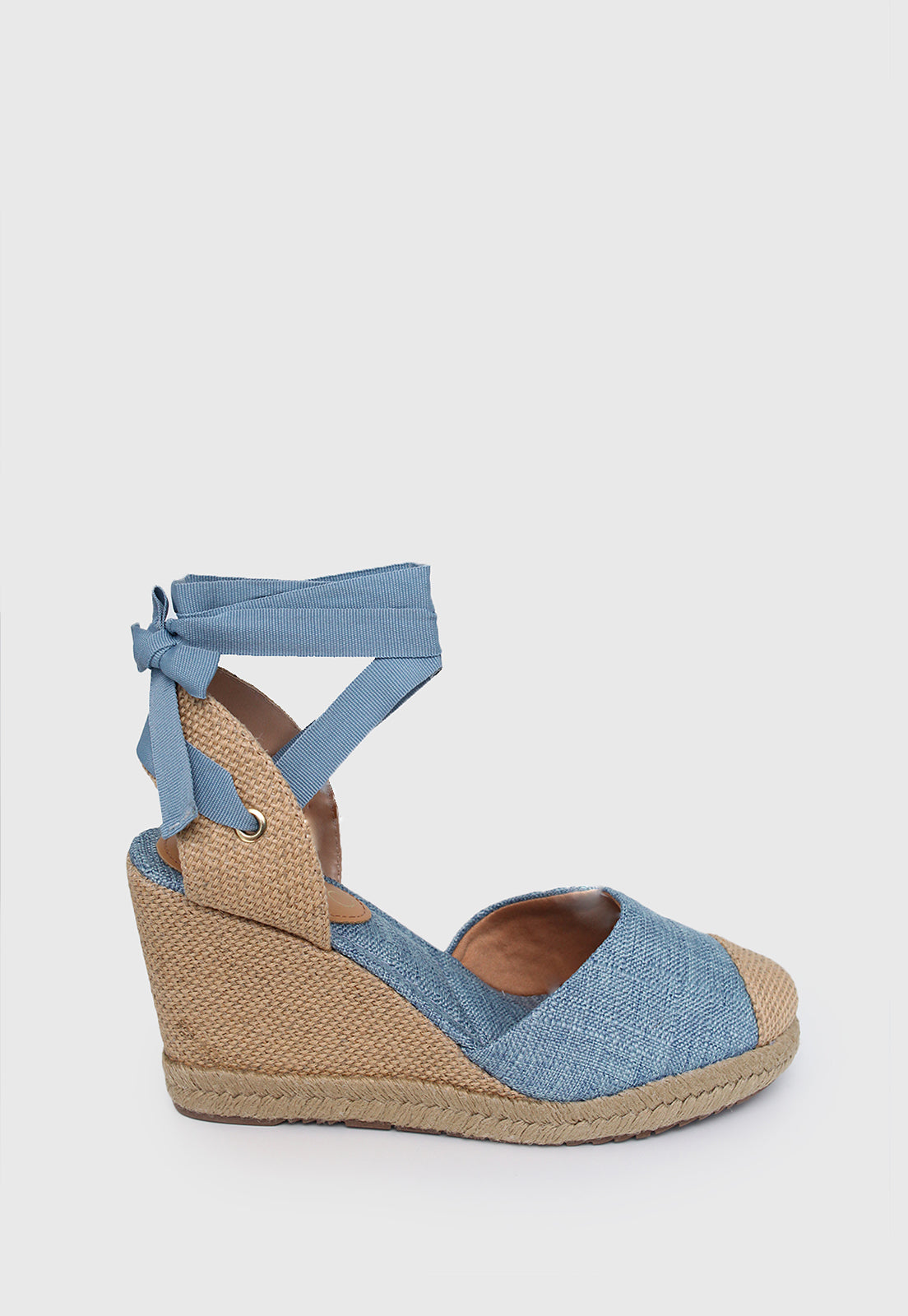 Sandalia Anabela 421006 Linho Jeans