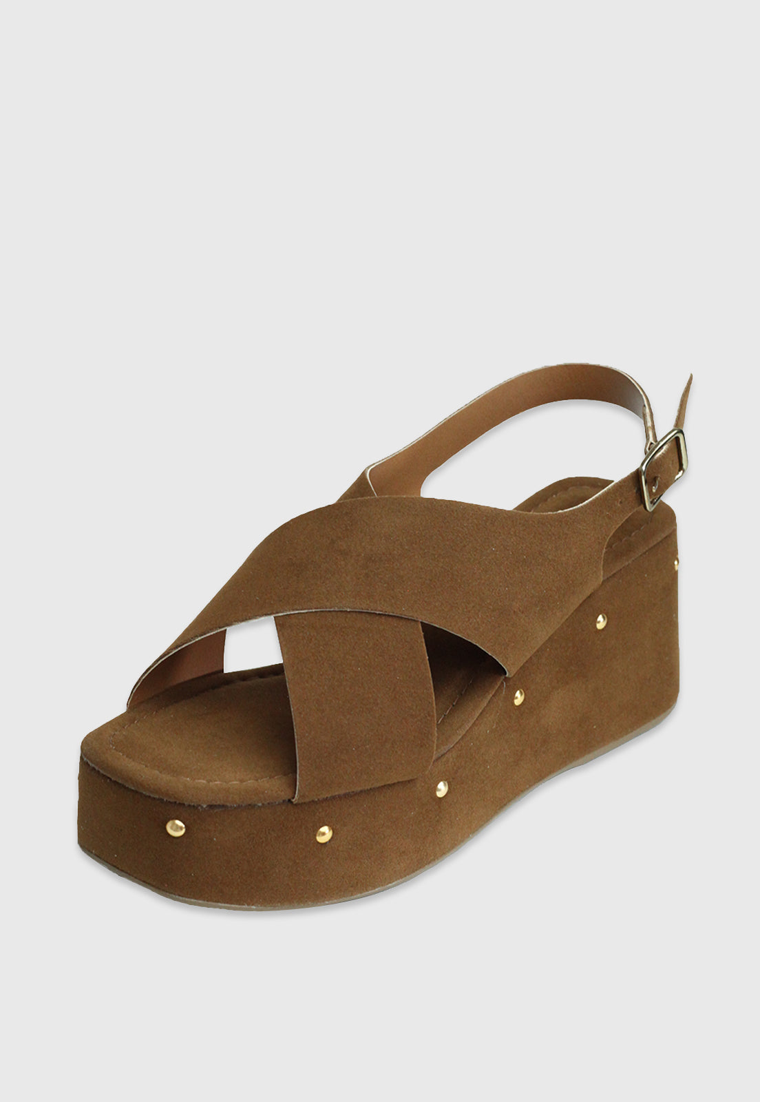 Sandalia Anabela 639044 Camurça Caramelo