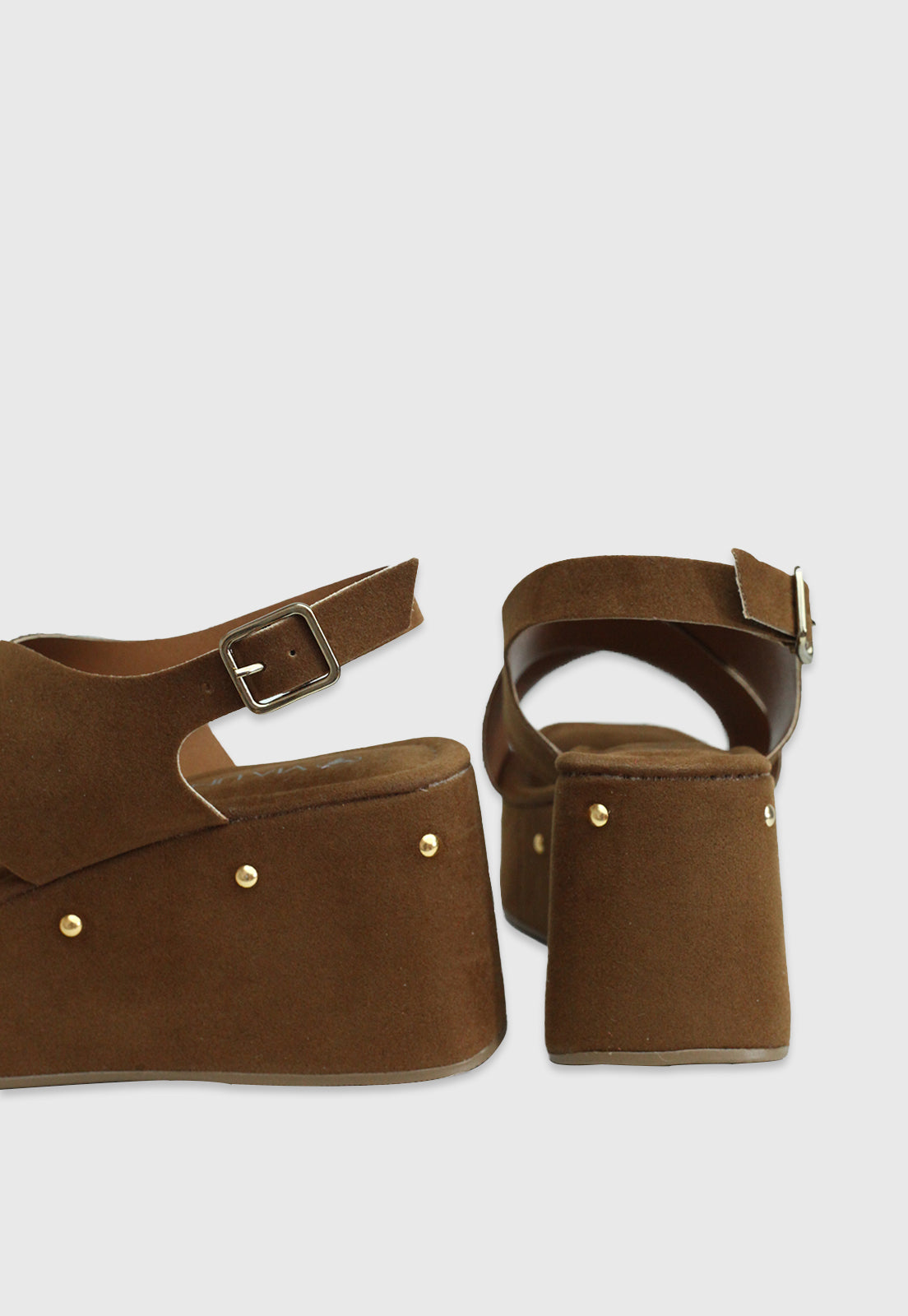 Sandalia Anabela 639044 Camurça Caramelo