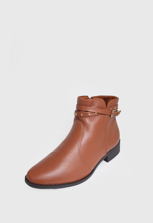 Bota Cano Curto 708041 Couro Caramelo