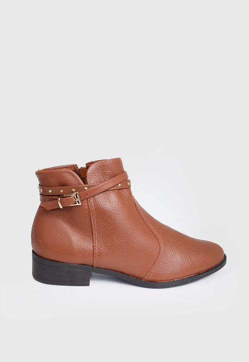 Bota Cano Curto 708041 Couro Caramelo