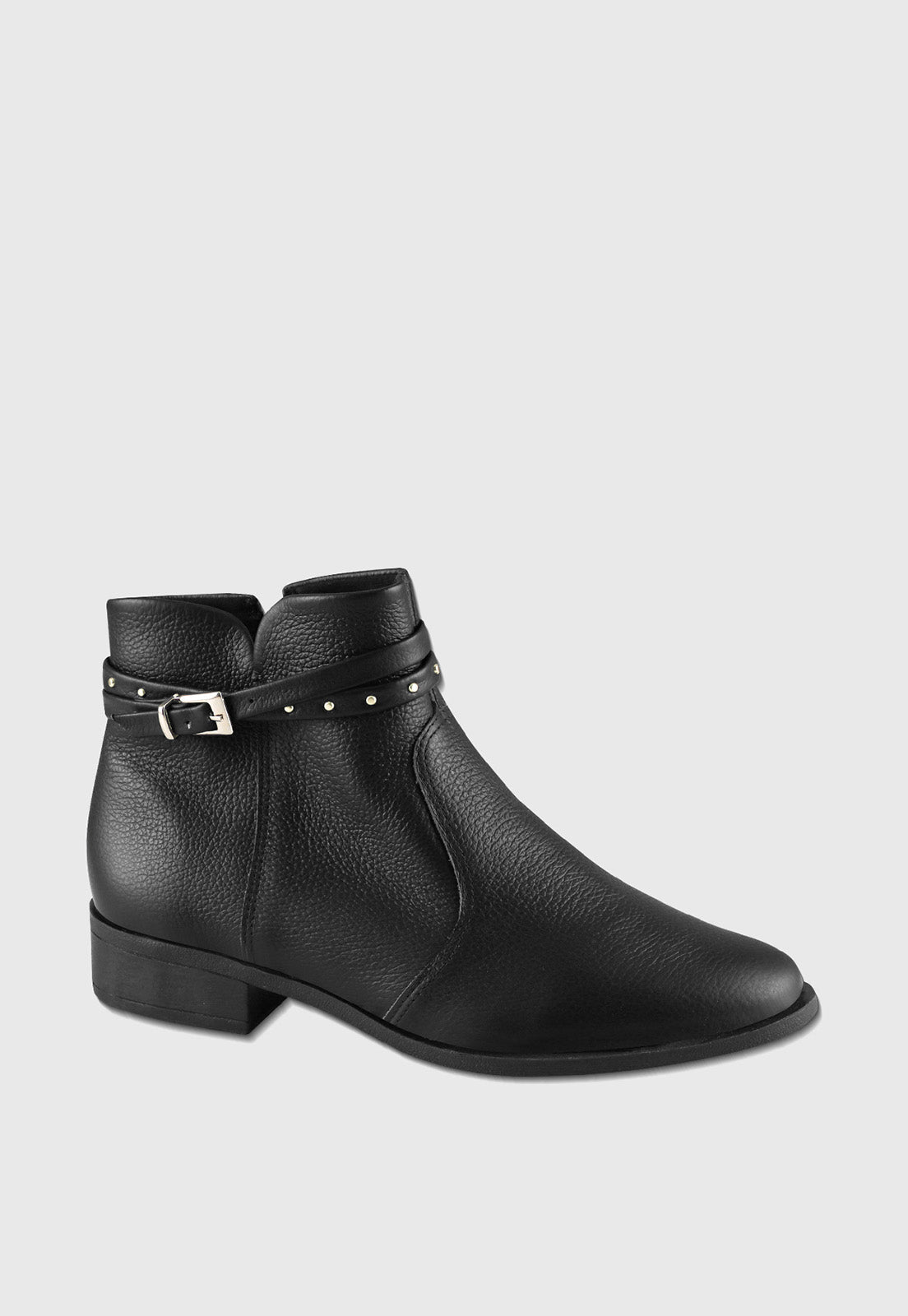 Bota Cano Curto 708041 Couro Preto