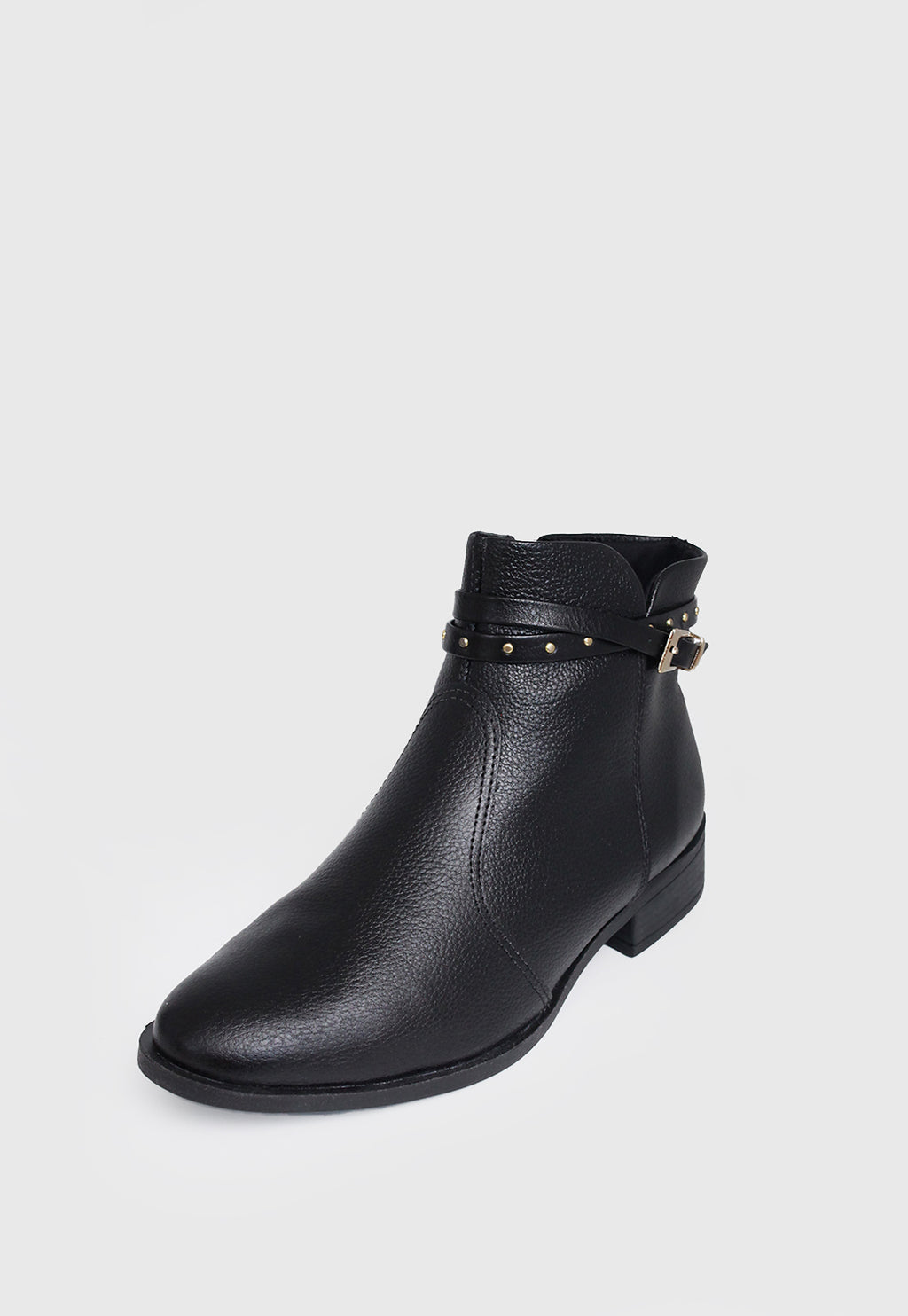 Bota Cano Curto 708041 Couro Preto