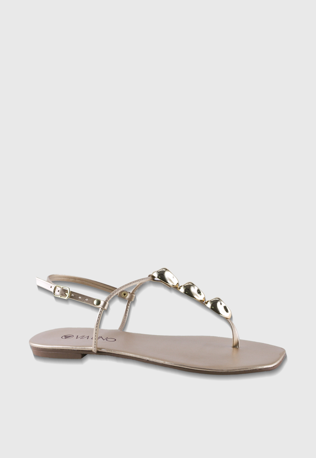 Sandalia Flat 450263 Metalizado Ouro Light