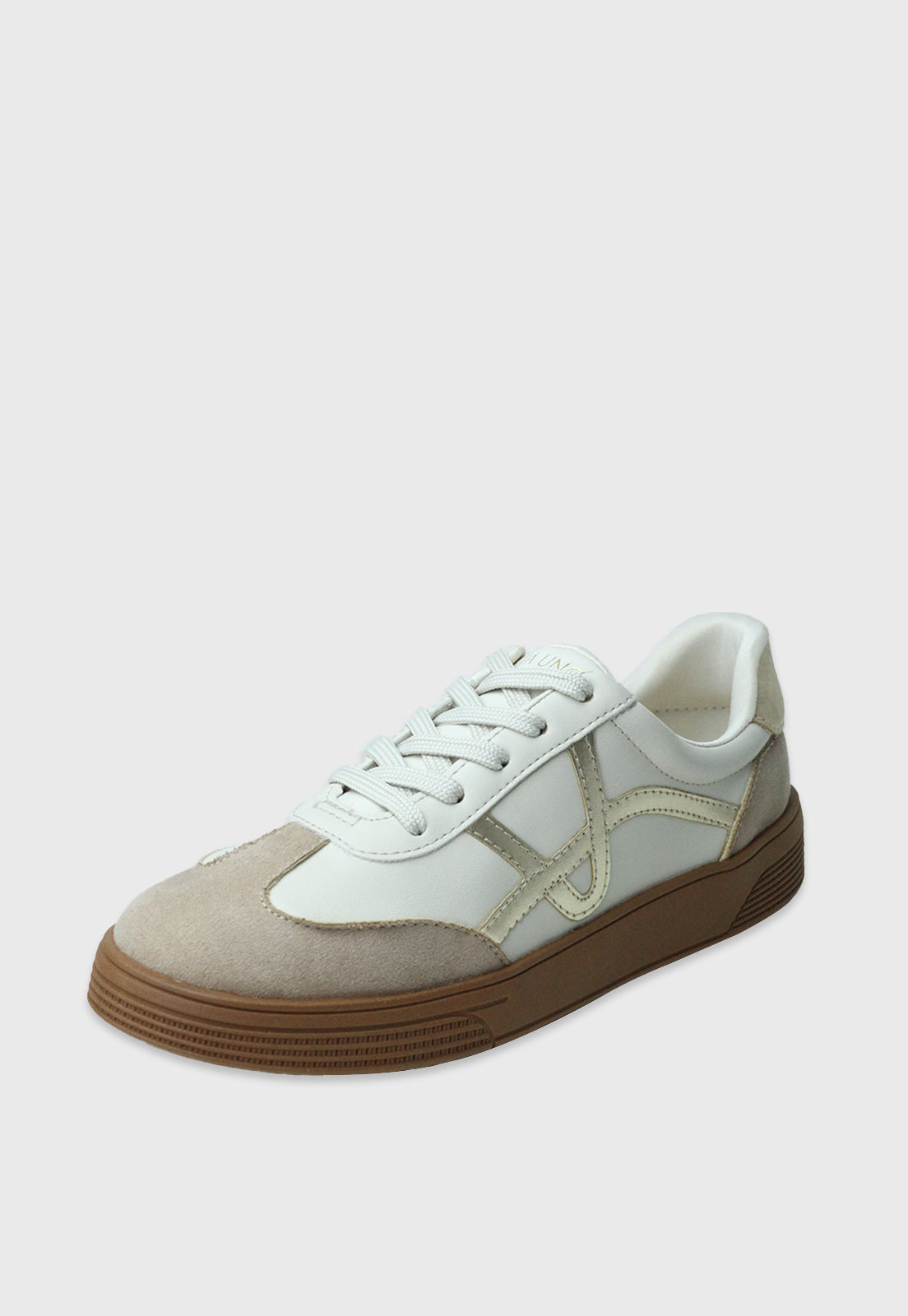 Tenis 842027 Mestiço Off White/Areia/Dourado