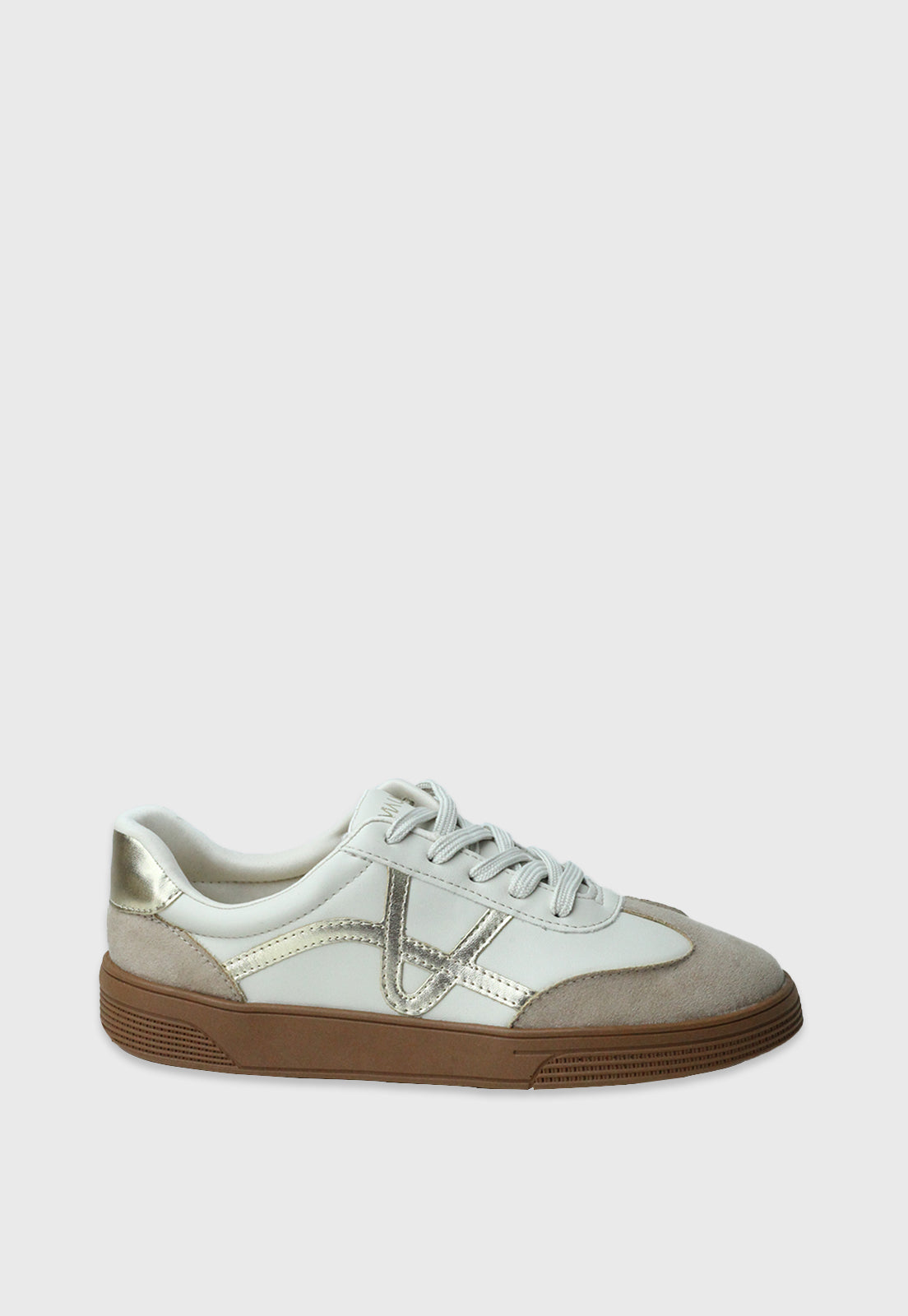 Tenis 842027 Mestiço Off White/Areia/Dourado