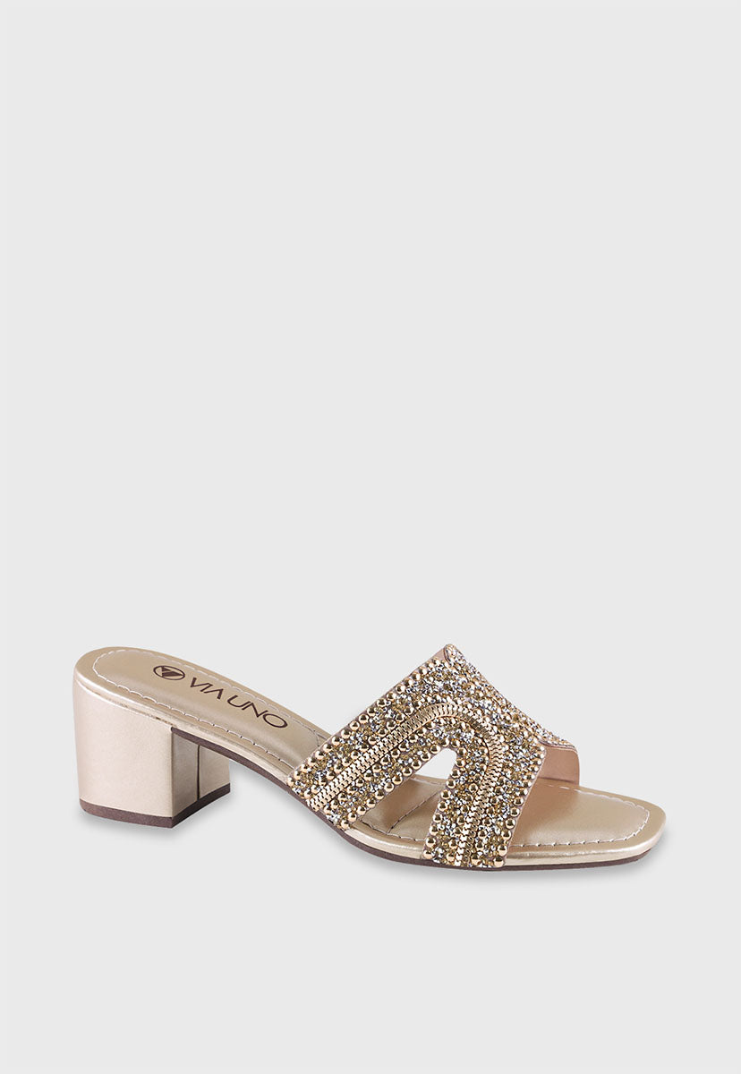 Tamanco Medio 854045 Elegance Ouro Light