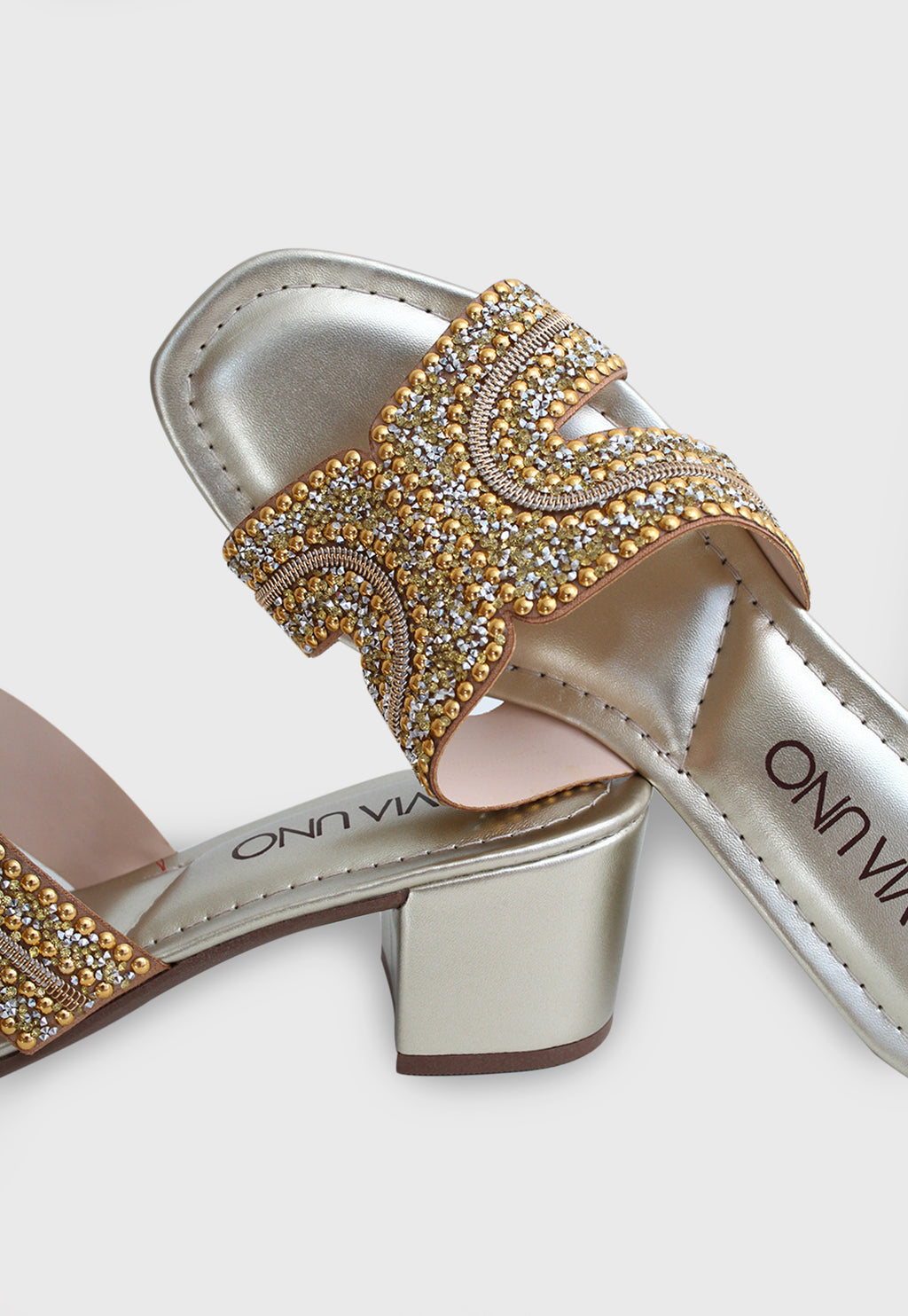 Tamanco Medio 854045 Elegance Ouro Light