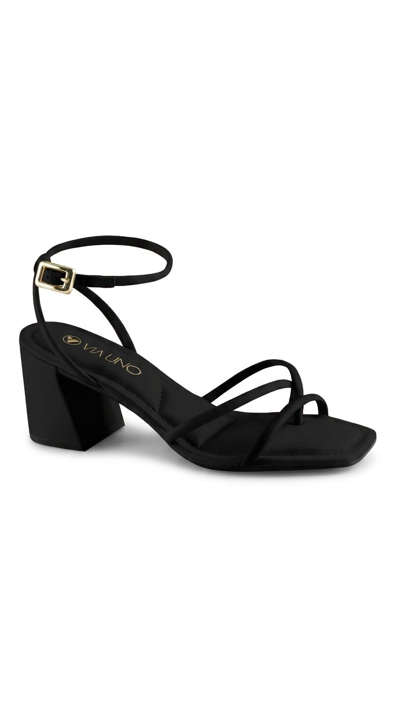Sandalia Salto Medio 857072 Mestiço Preto