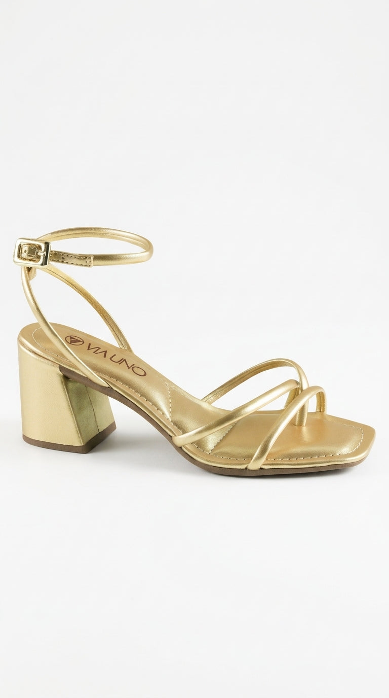Sandalia Salto Medio 857072 Sun Glow Ouro