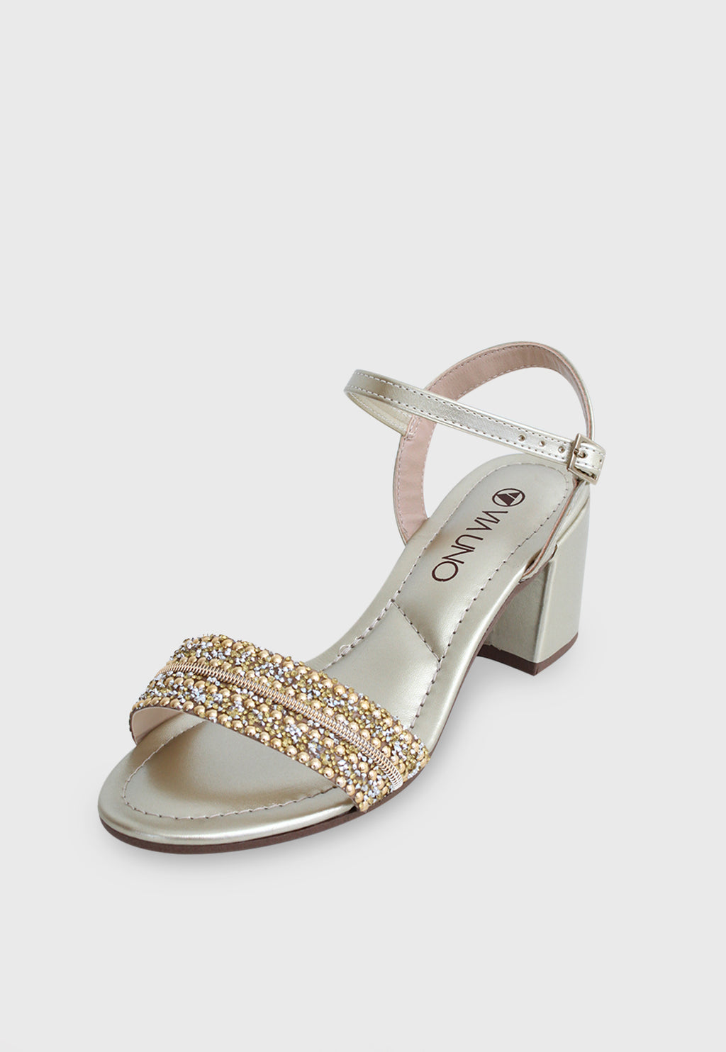 Sandalia Salto Medio 858030 Elegance Ouro Light