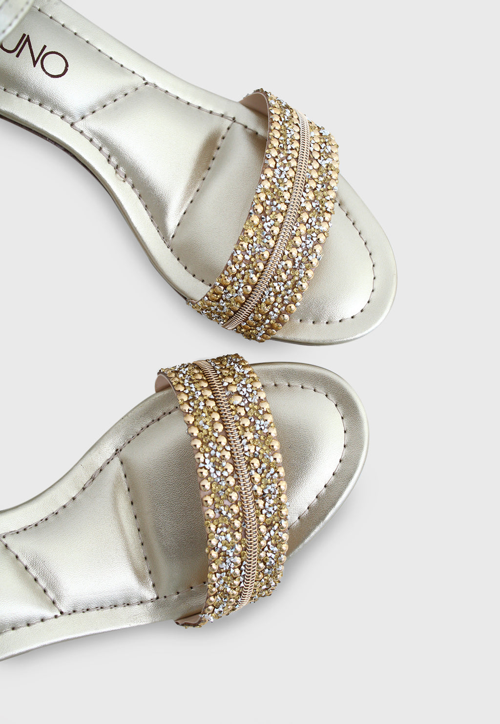 Sandalia Salto Medio 858030 Elegance Ouro Light