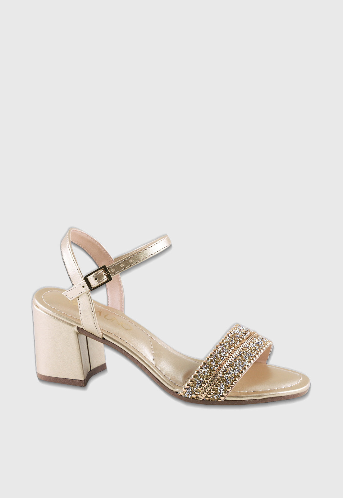 Sandalia Salto Medio 858030 Elegance Ouro Light