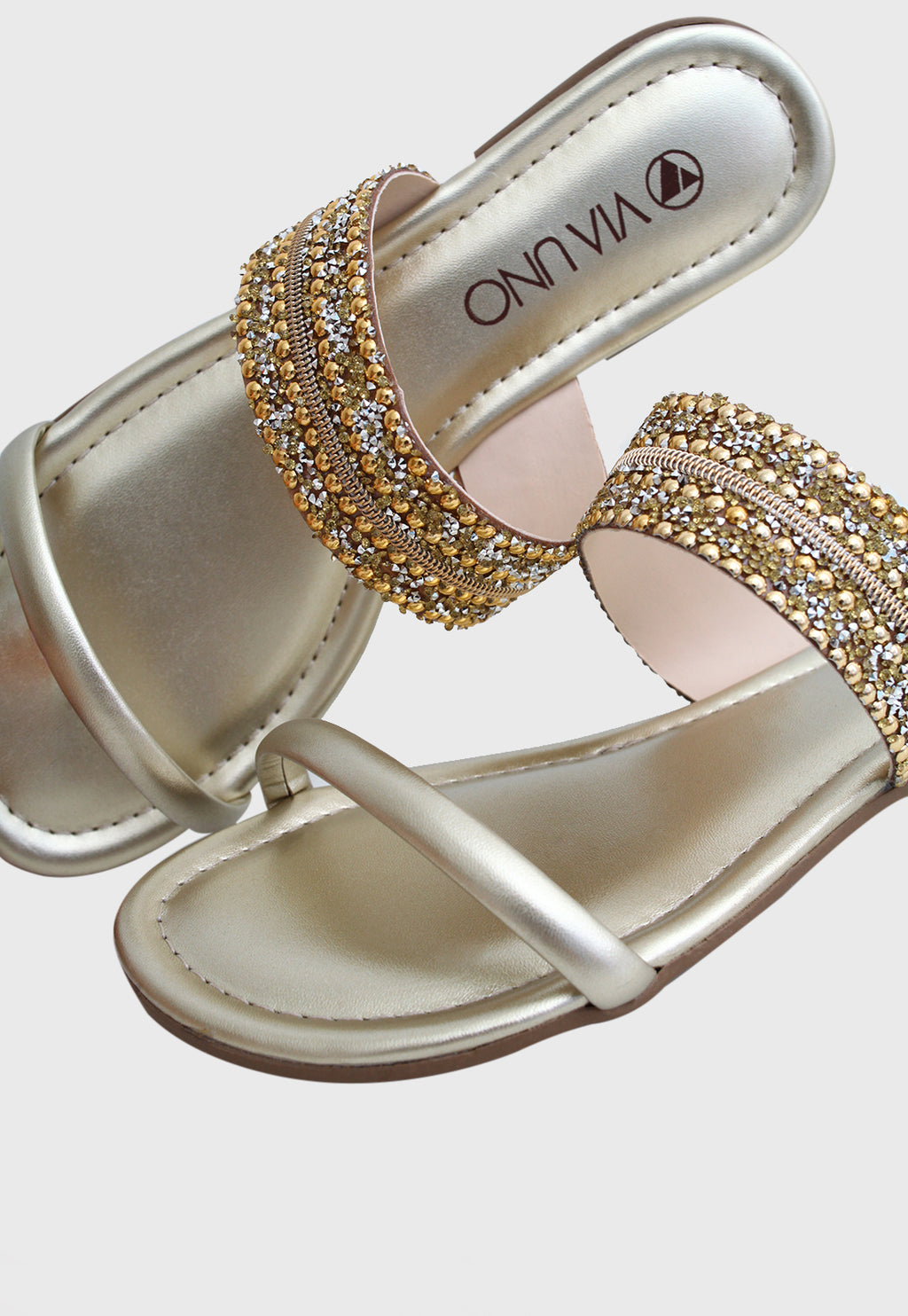 Sandalia Flat 859101 Elegance Ouro Light