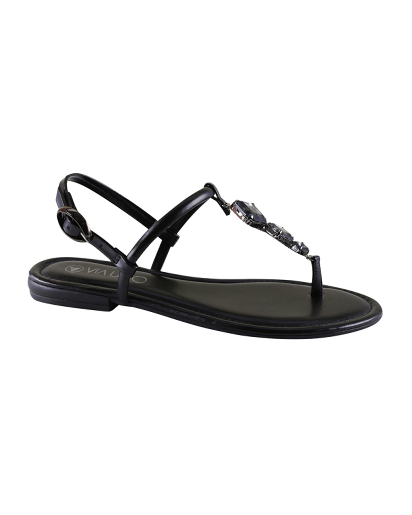 Sandalia Flat 859125 Pedra Fume Preto