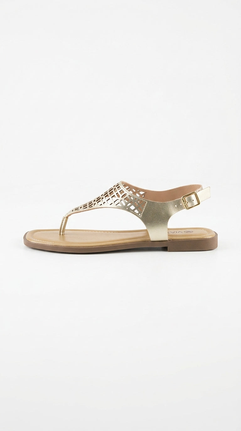 Sandalia Flat 948090 Sun Glo C Ouro Light