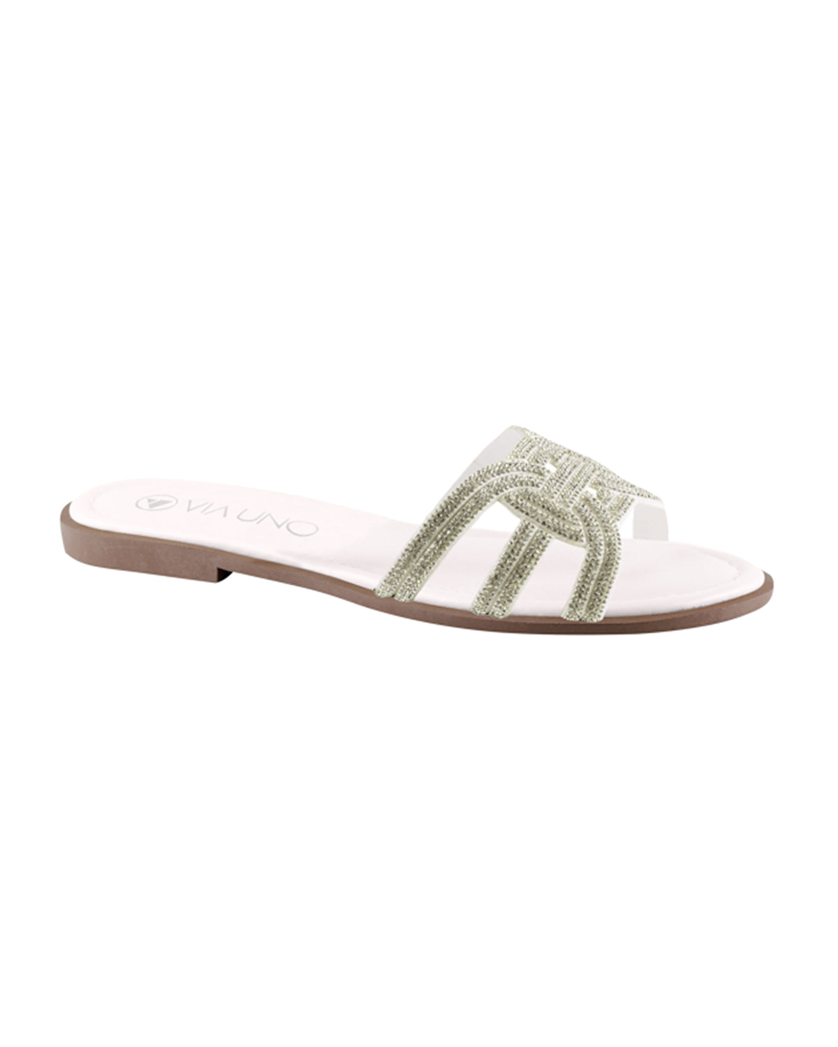 Sandalia Flat 869060 Off White/Prata