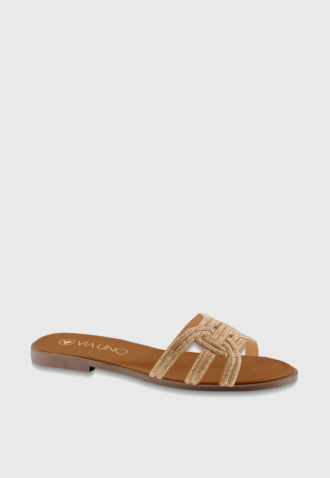 Sandalia Flat 869060 Nozes/ Ouro