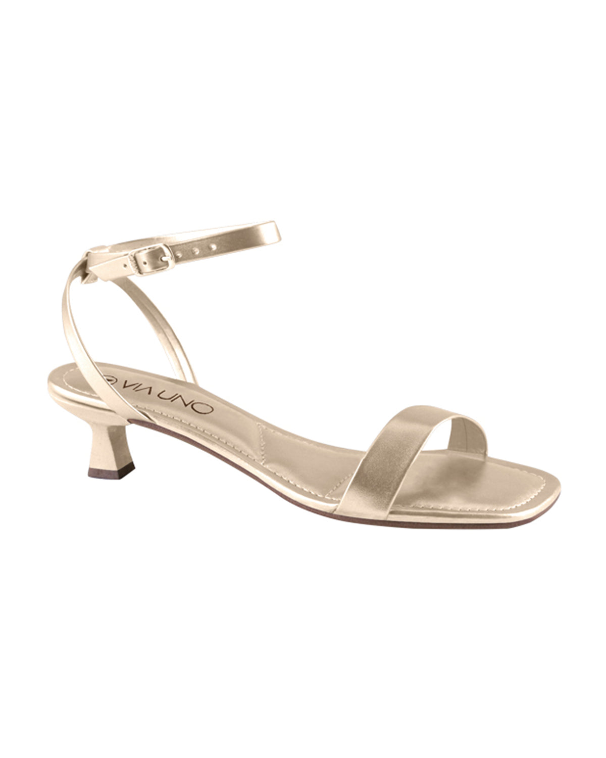 Sandalia Salto Baixo 876001 Metalizado Ouro Light