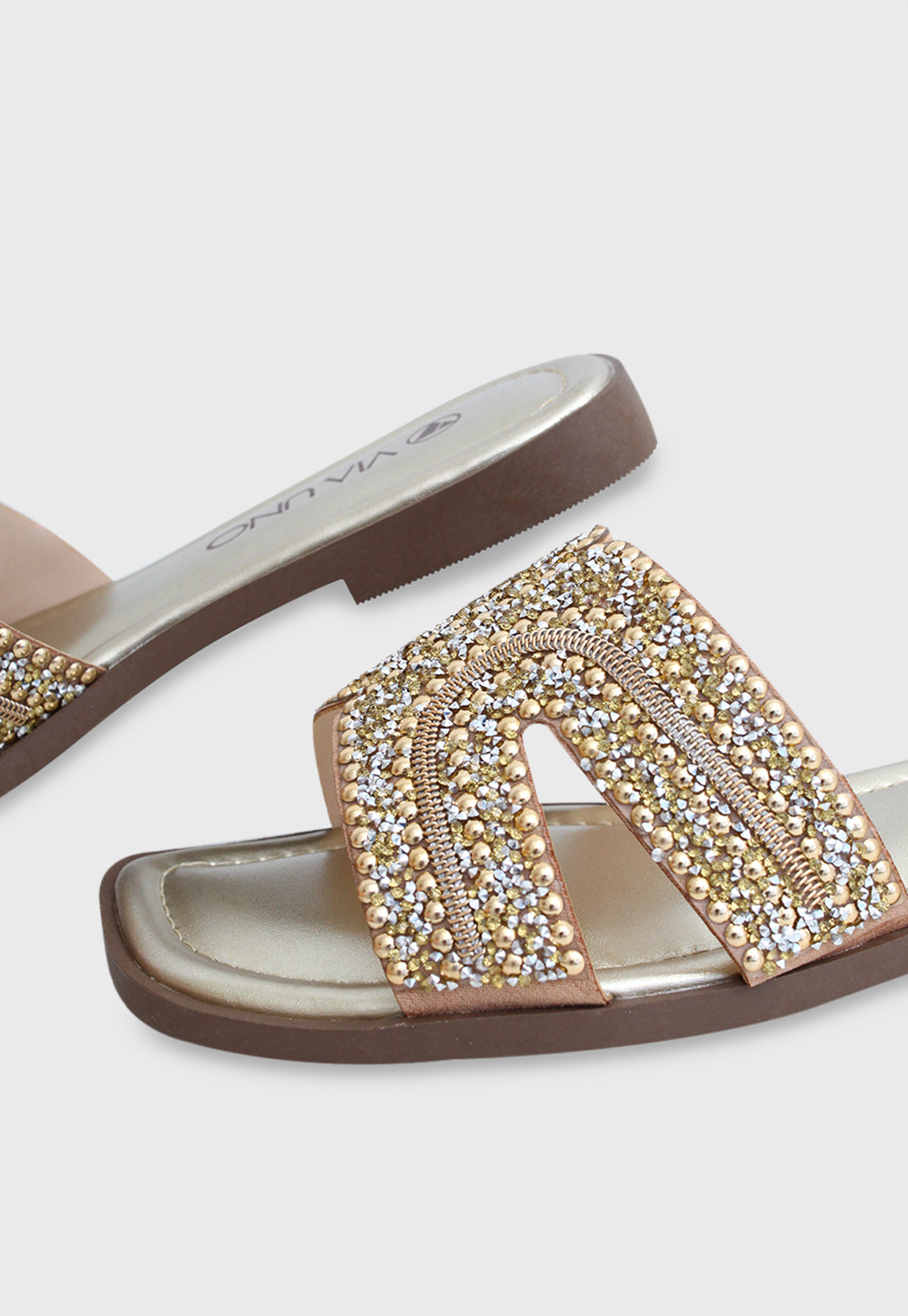 Sandalia Flat 948028 Elegance Ouro Light