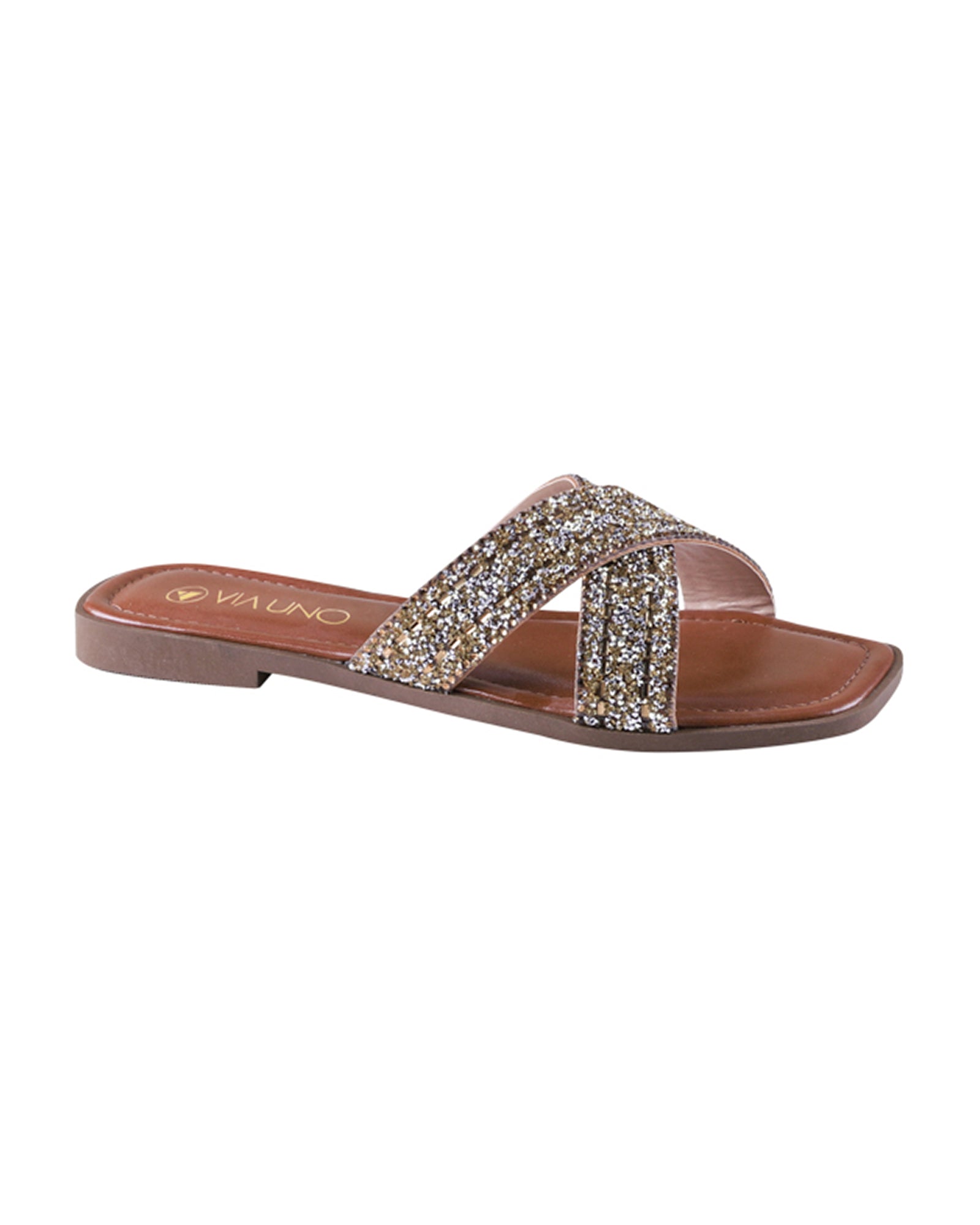 Sandalia Flat 948044 Tira Ouro Caramelo