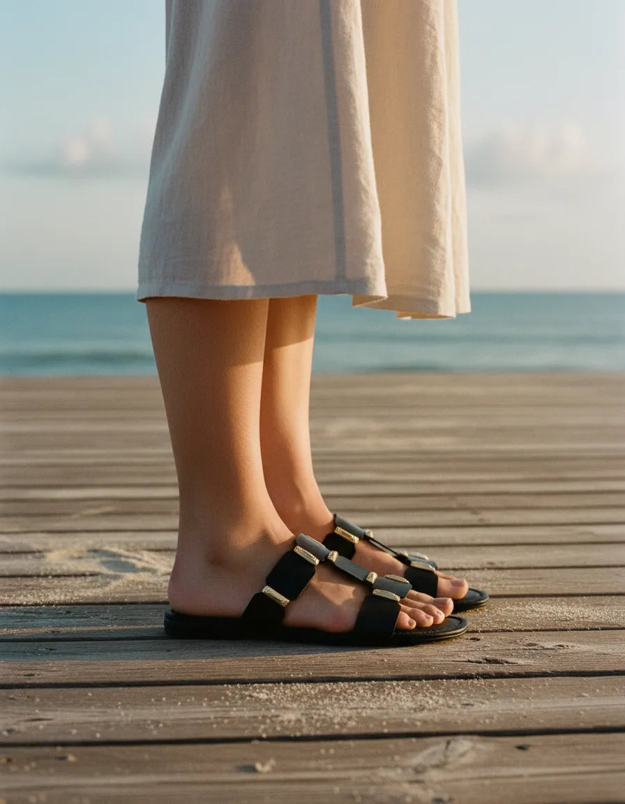 Sandalia Flat 859134 Napa Rock Preto