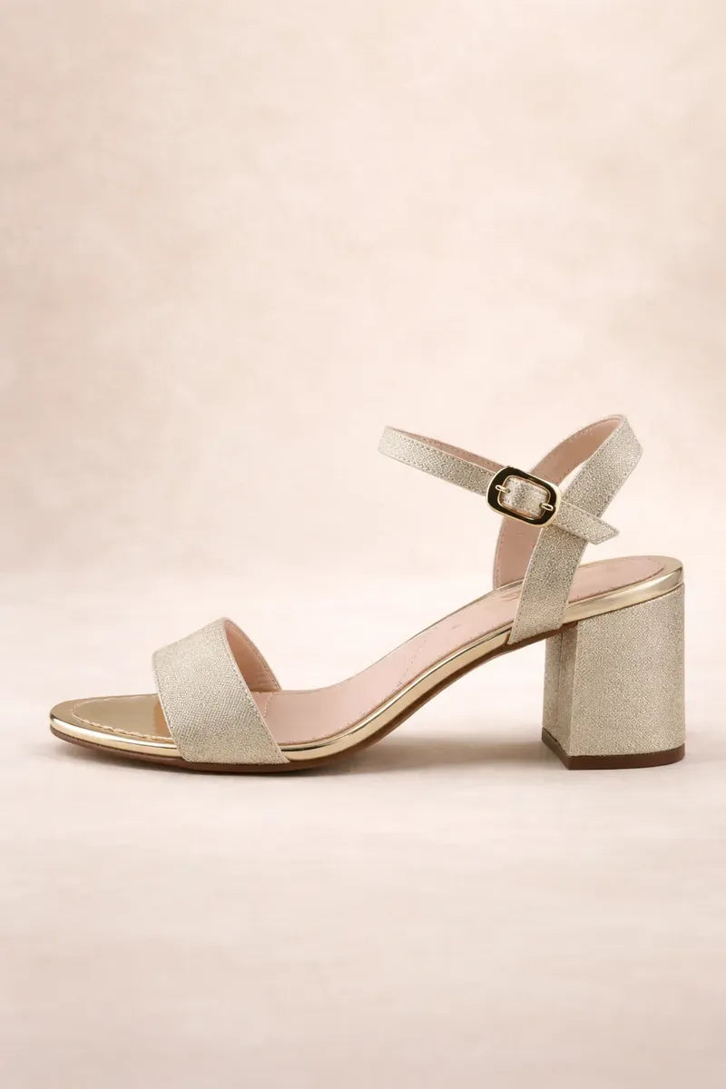 Sandalia Salto Alto 942050 Glitter Ouro