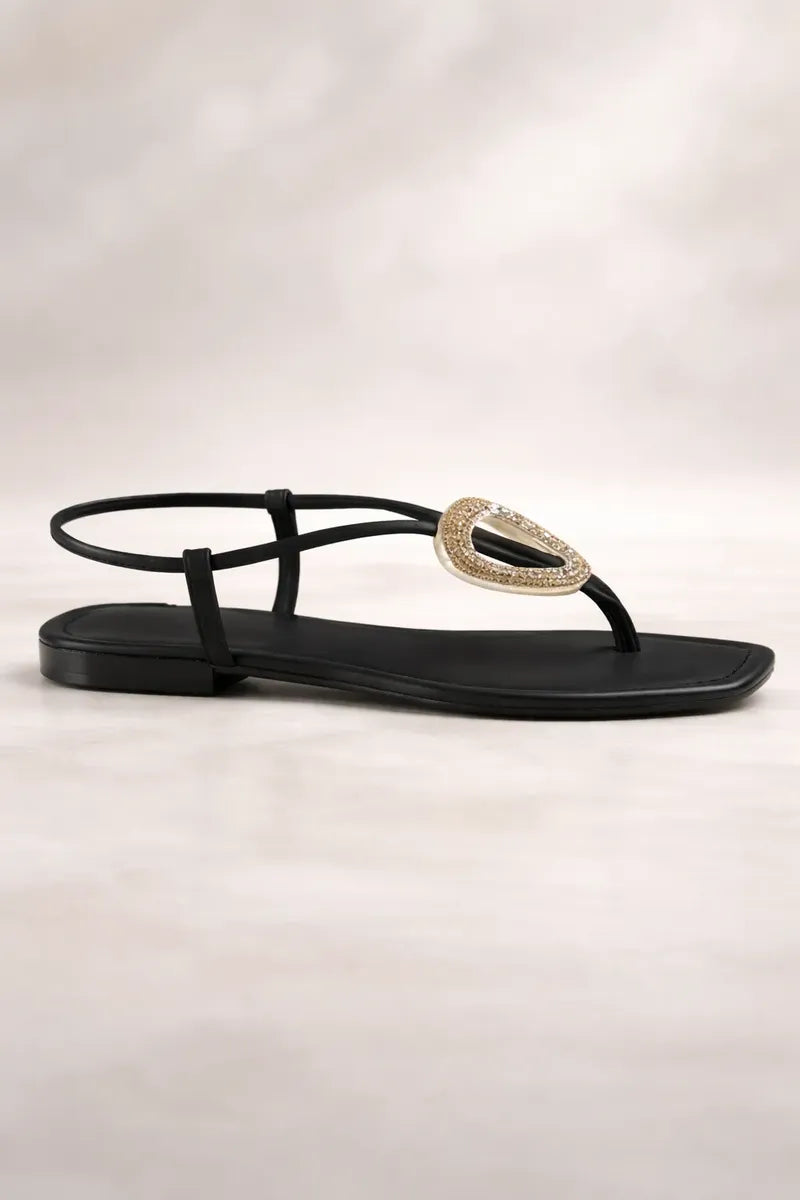 Sandalia Flat 860123 Napa Rock Preto