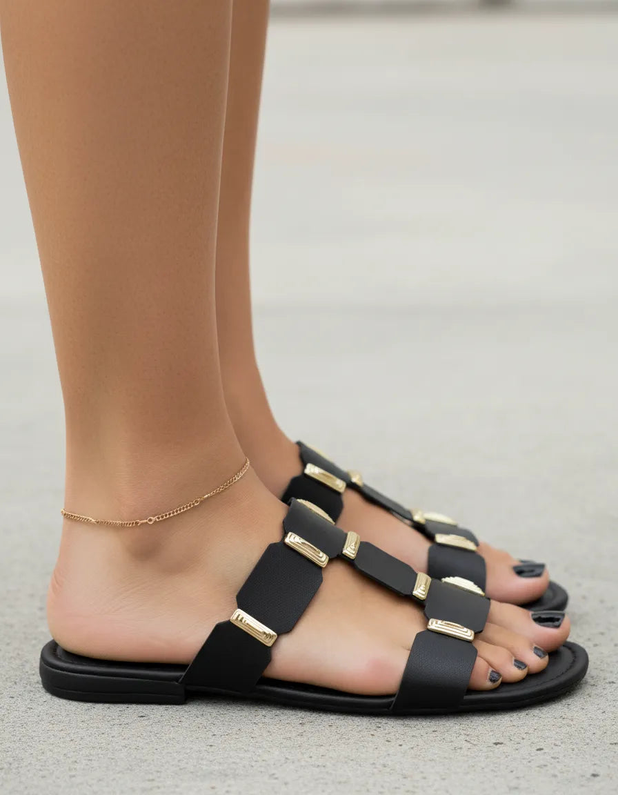 Sandalia Flat 859134 Napa Rock Preto