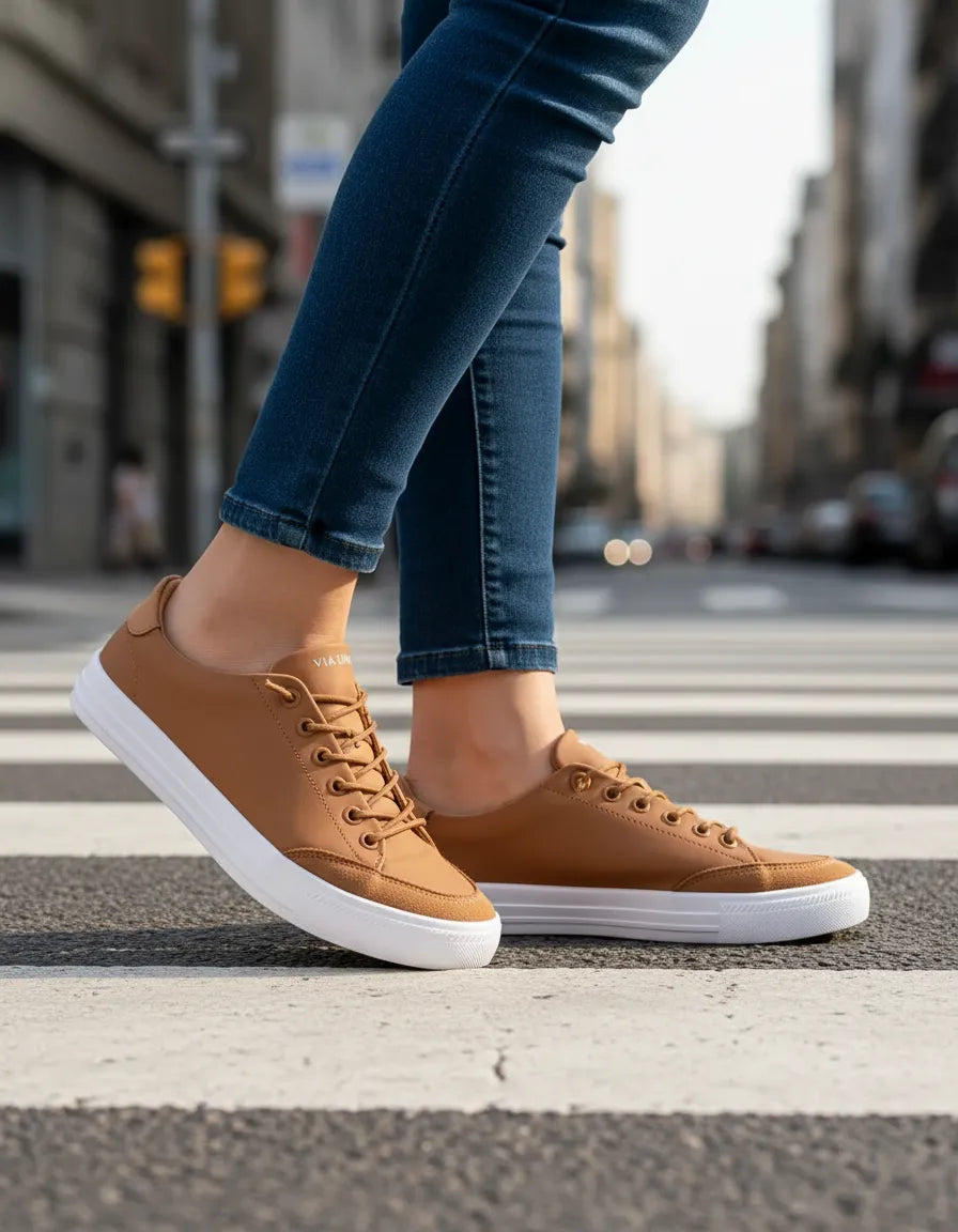 Tênis Feminino Via Uno 1036006 Tec Caramelo
