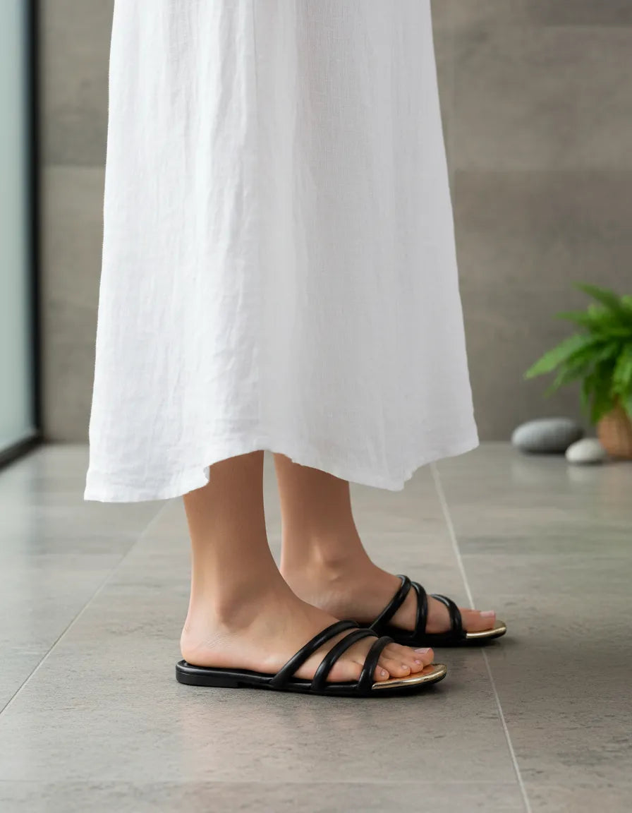 Sandalia Flat 1005006 Napa Rock Preto