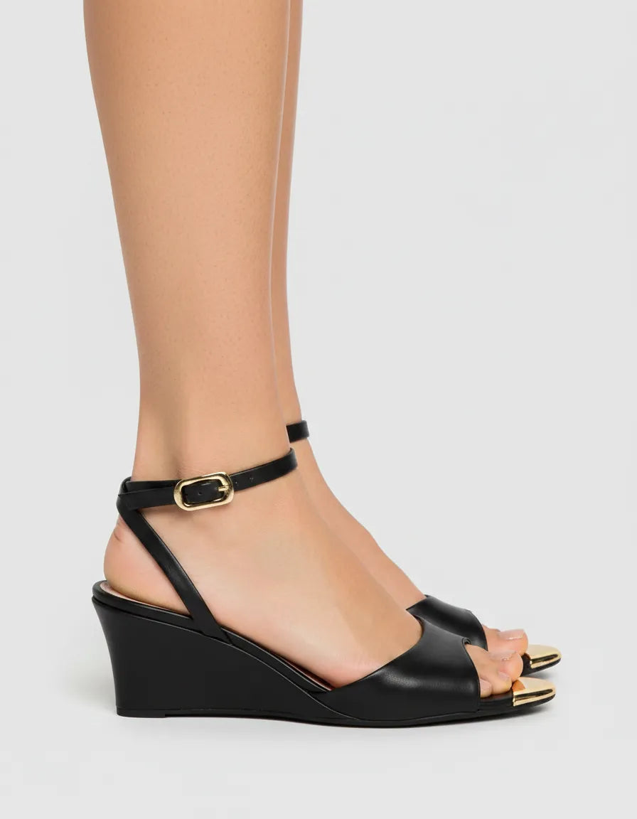 Sandalia Salto Medio 1037004 Napa Rock Preto