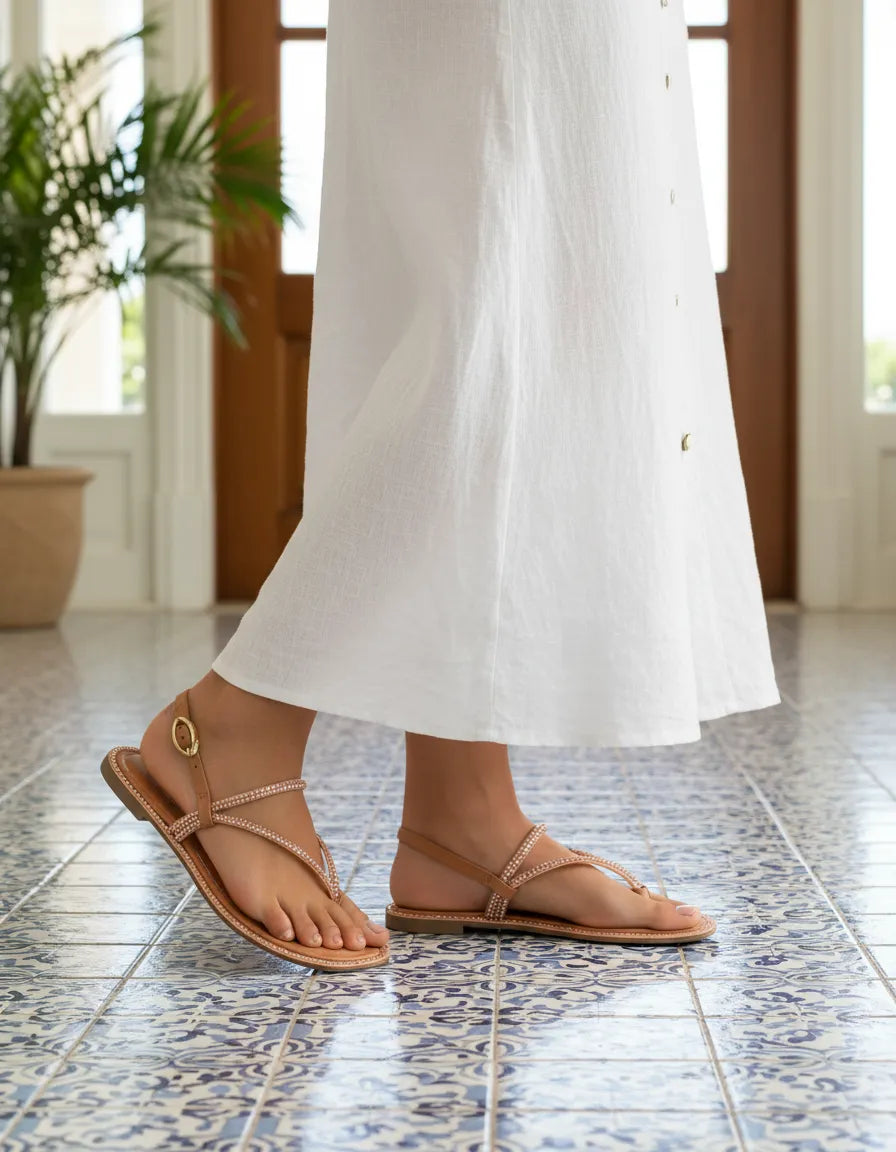 Sandalia Flat 1008003 Tira Rose