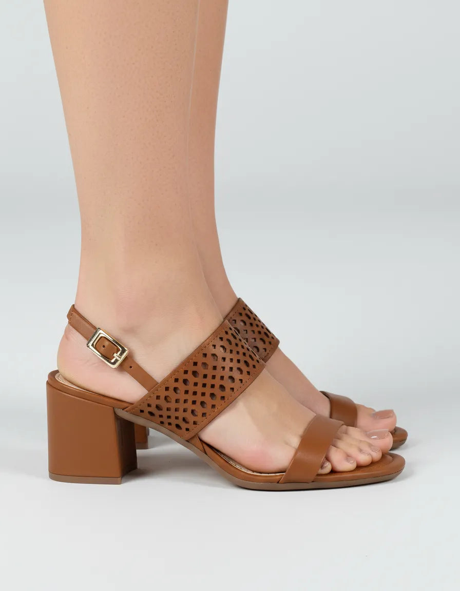Sandalia Salto Medio 858049 Napa Rock Caramelo