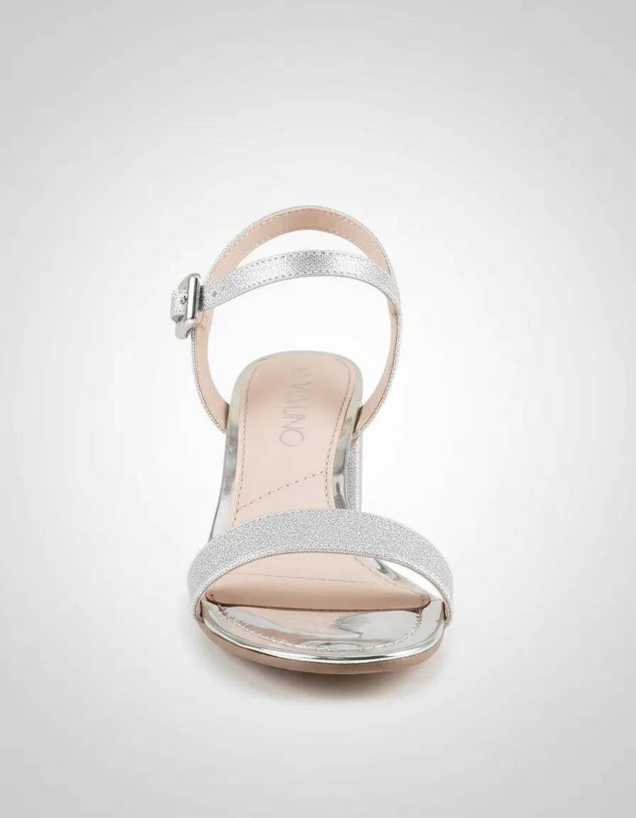 Sandalia Salto Medio 856065 Glitter Prata