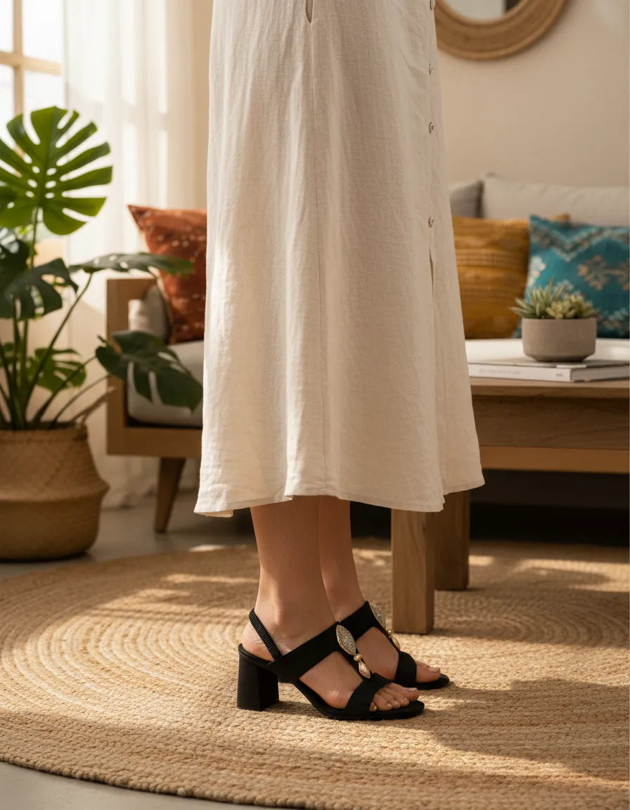 Sandalia Salto Alto 942045 Napa Rock Preto