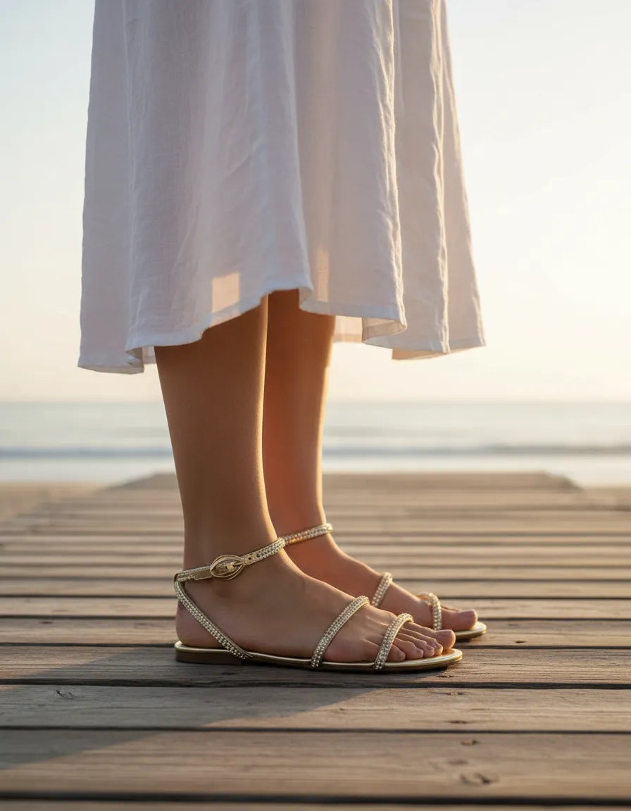 Sandalia Flat 1005001 Tira Sun Glow Golden Shadon