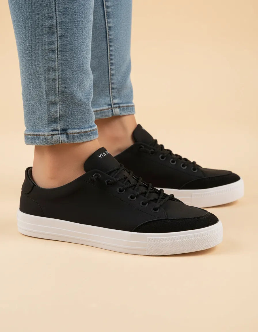 Tênis Feminino Via Uno 1036006 Tec Preto