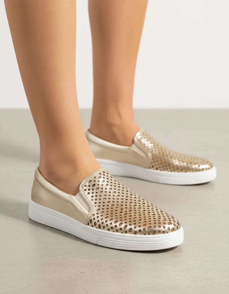Tênis Feminino Via Uno 842033 Metal Ipa C Dourado
