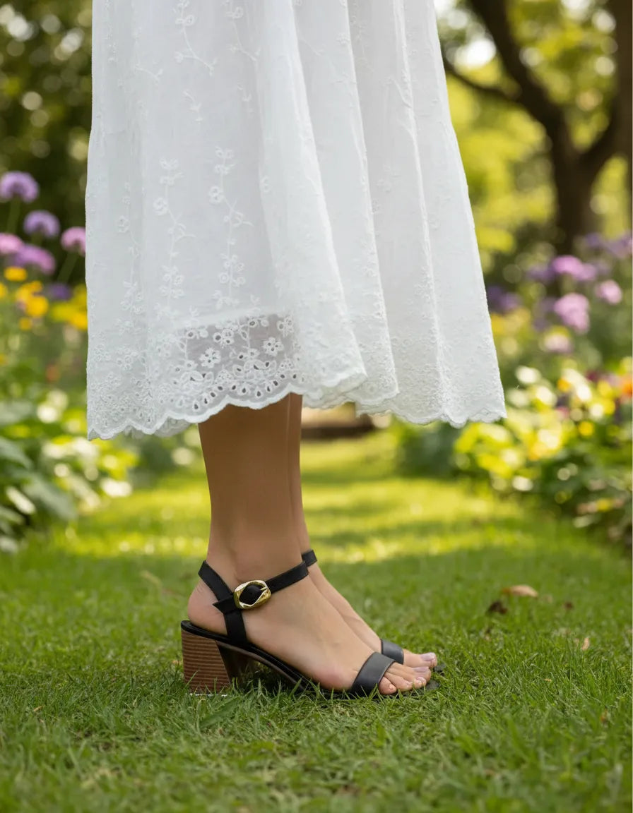 Sandalia Salto Medio 857071 Rock Preto