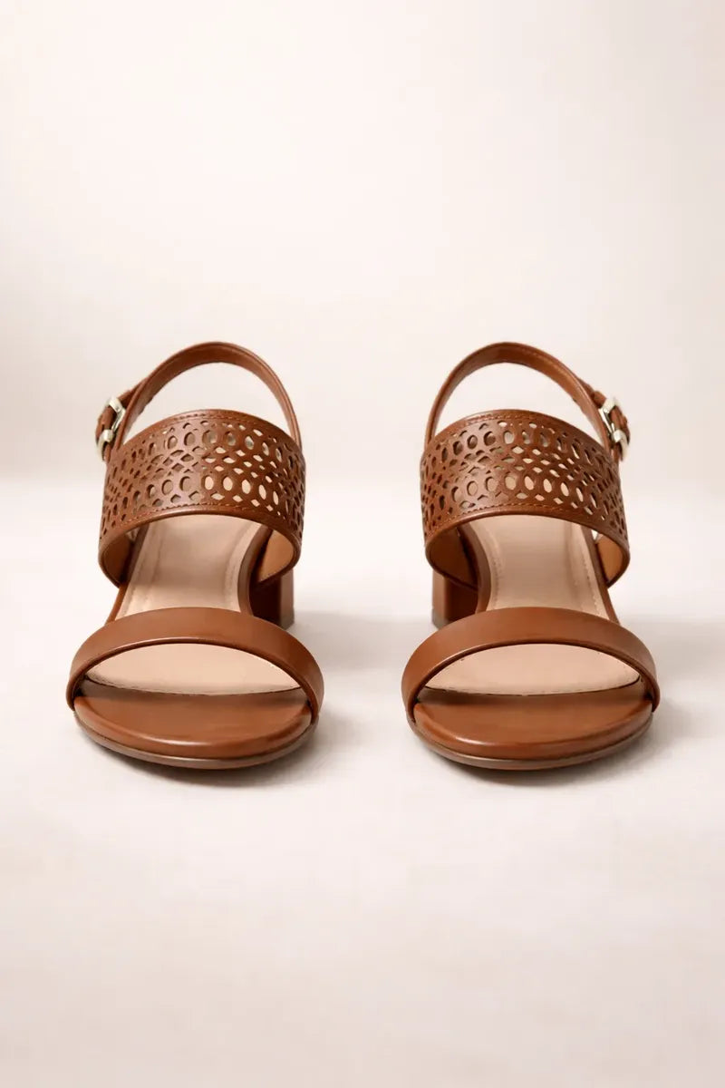 Sandalia Salto Medio 858049 Napa Rock Caramelo