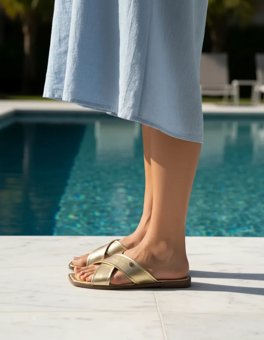 Sandalia Flat 948097 Sun Glo Ouro