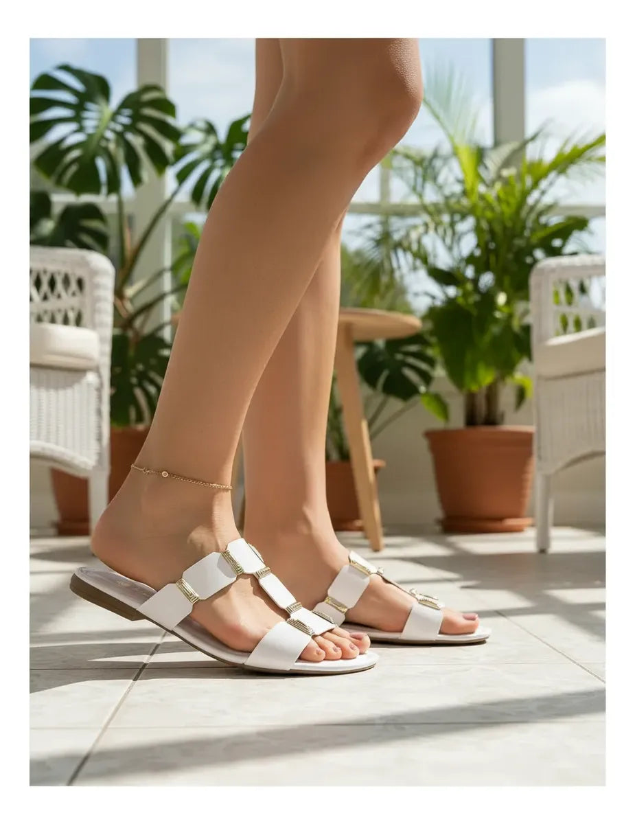 Sandalia Flat 859134 Napa Rock Off White