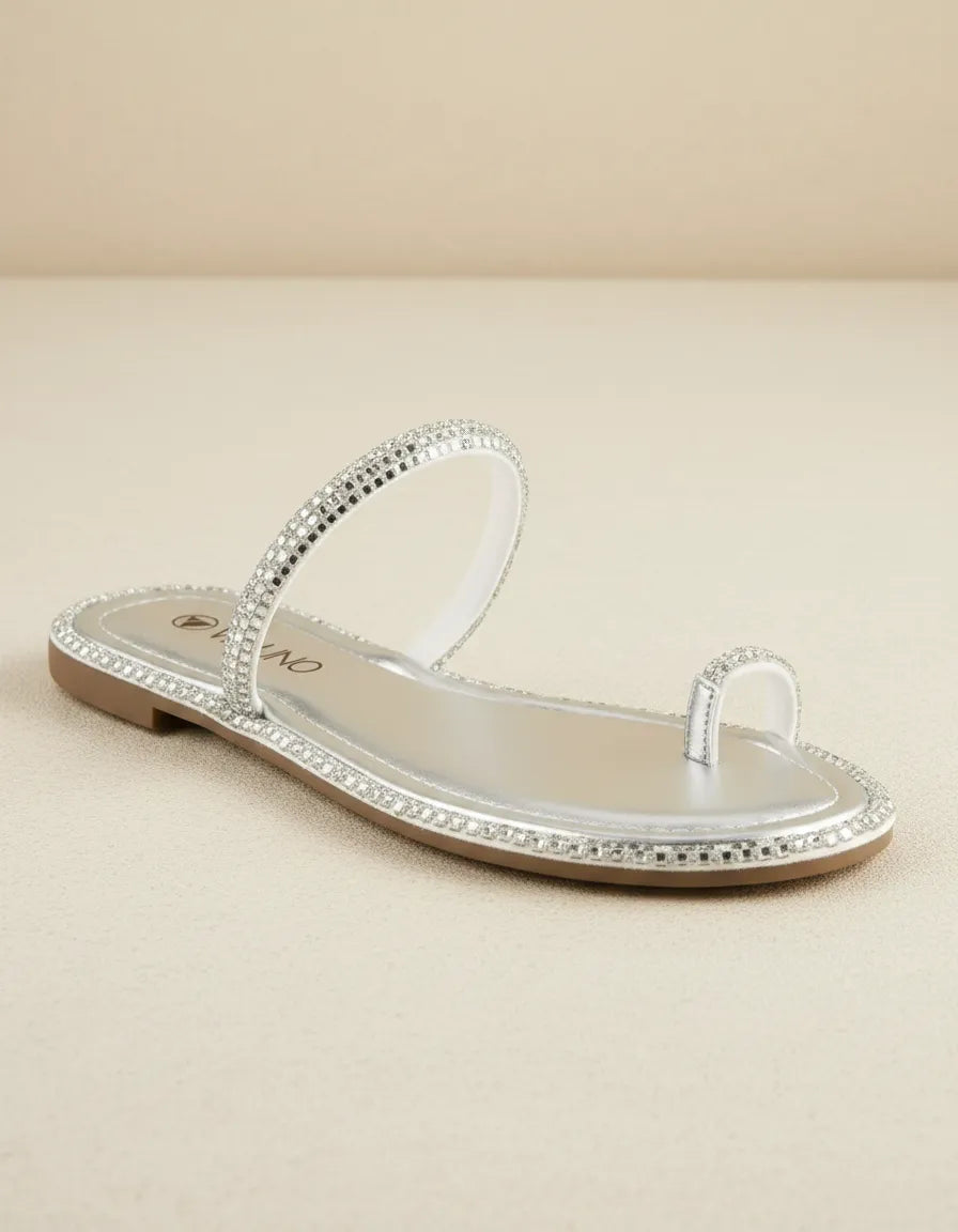 Sandalia Flat 1008002 Tira Prata