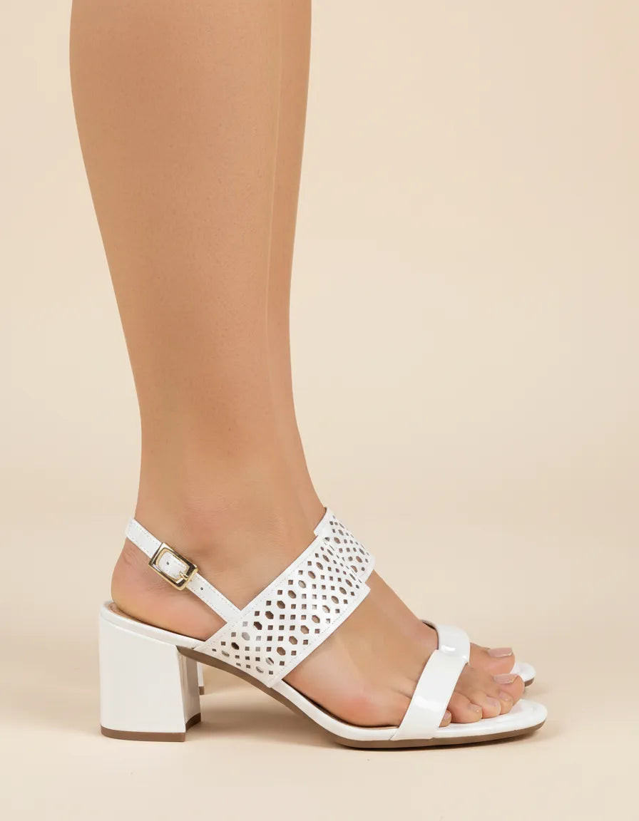 Sandalia Salto Medio 858049 Napa Rock Off White